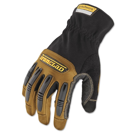 Ironclad Performance Wear Leather Palm Gloves, Wing Thumb, Black/Tan, L, 1 PR RWG04L